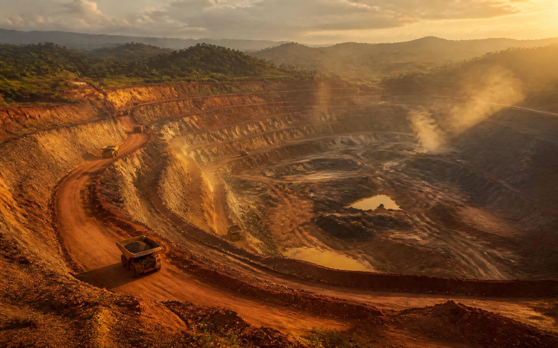 Steliam open-pit gold operation in Ghana at dawn